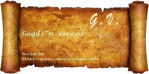 Gegán Vencel névjegykártya